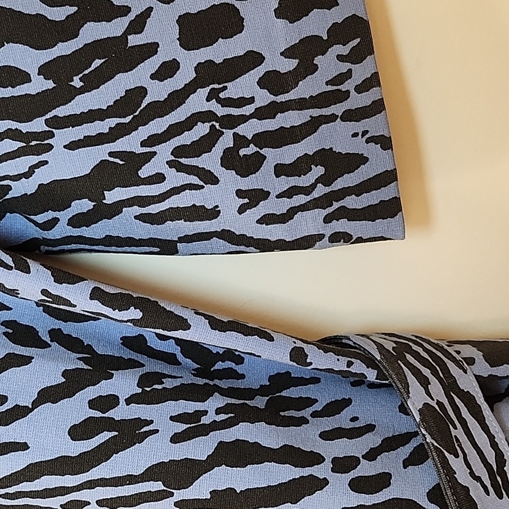 Maje Blue Black Animal Print Short Sleeve Mini Belted Dress Small - Picture 13 of 16